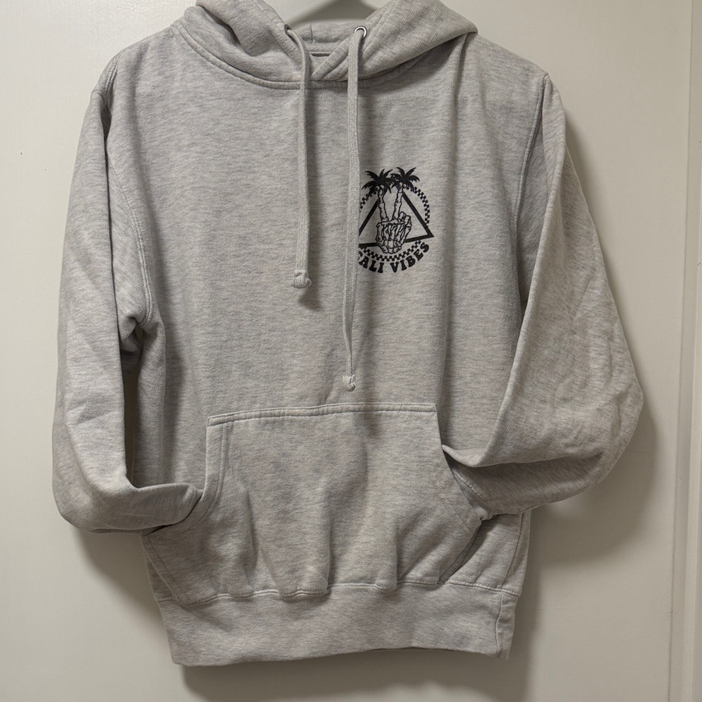 Heather Gray Hoodie with Palm Tree Graphic